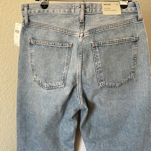 Agolde 90s Crop Mid Rise Loose Straight Blue Straight Jeans Classic Fit - Picture 6 of 11